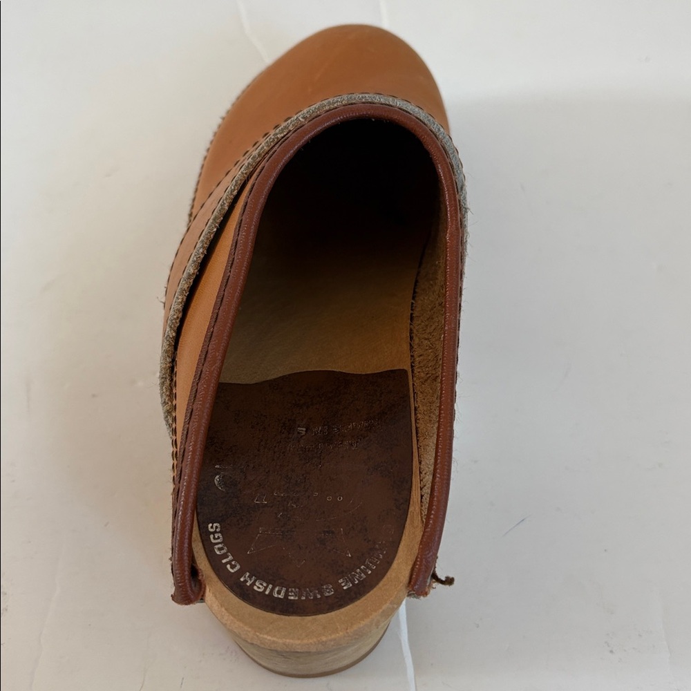 Vintage Lofsko genuine Swedish clogs wooden clog cognac colored leather size 35 - Picture 12 of 16